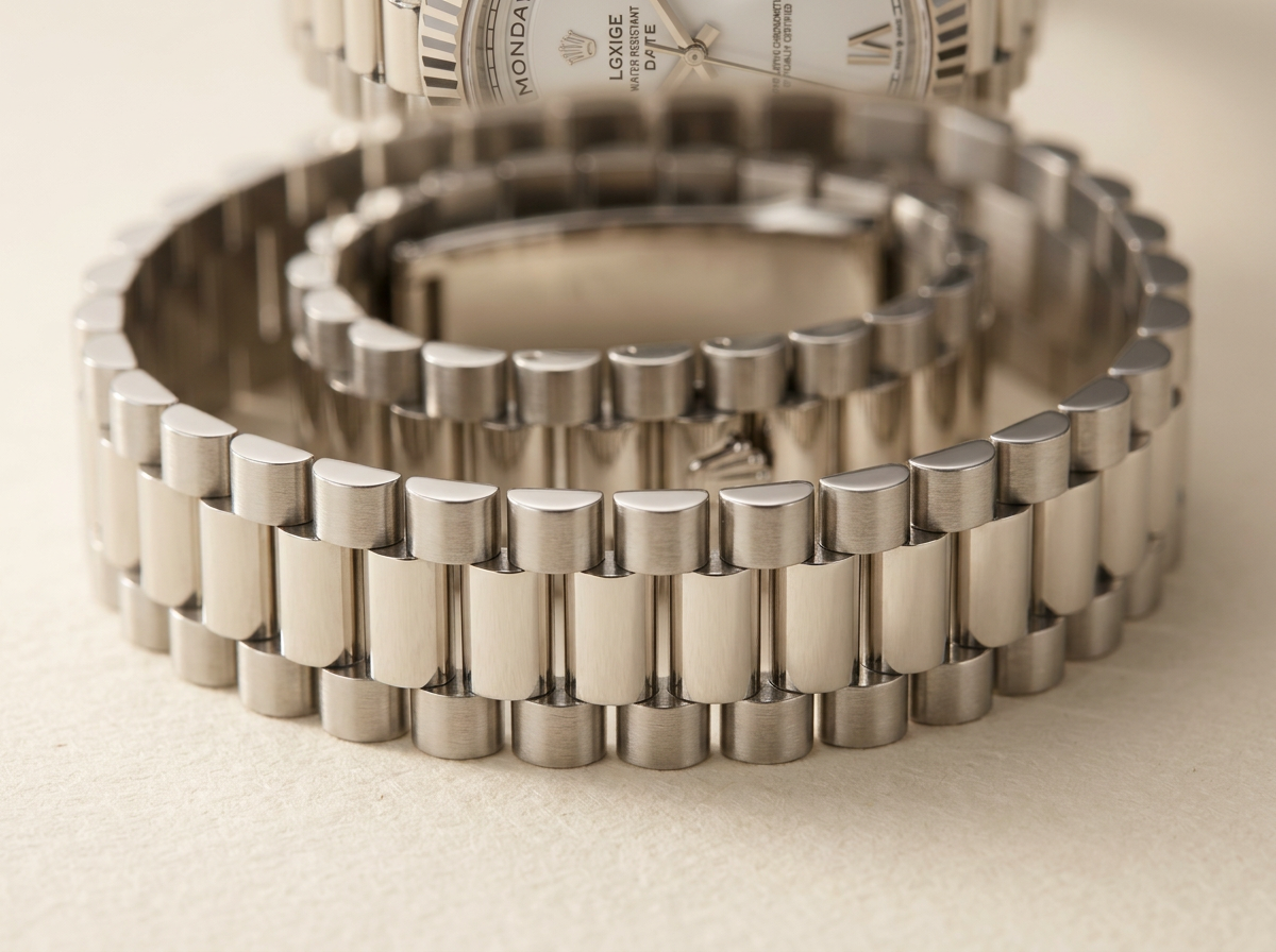 Three-link, alternating finish — LGXIGE 01 detail